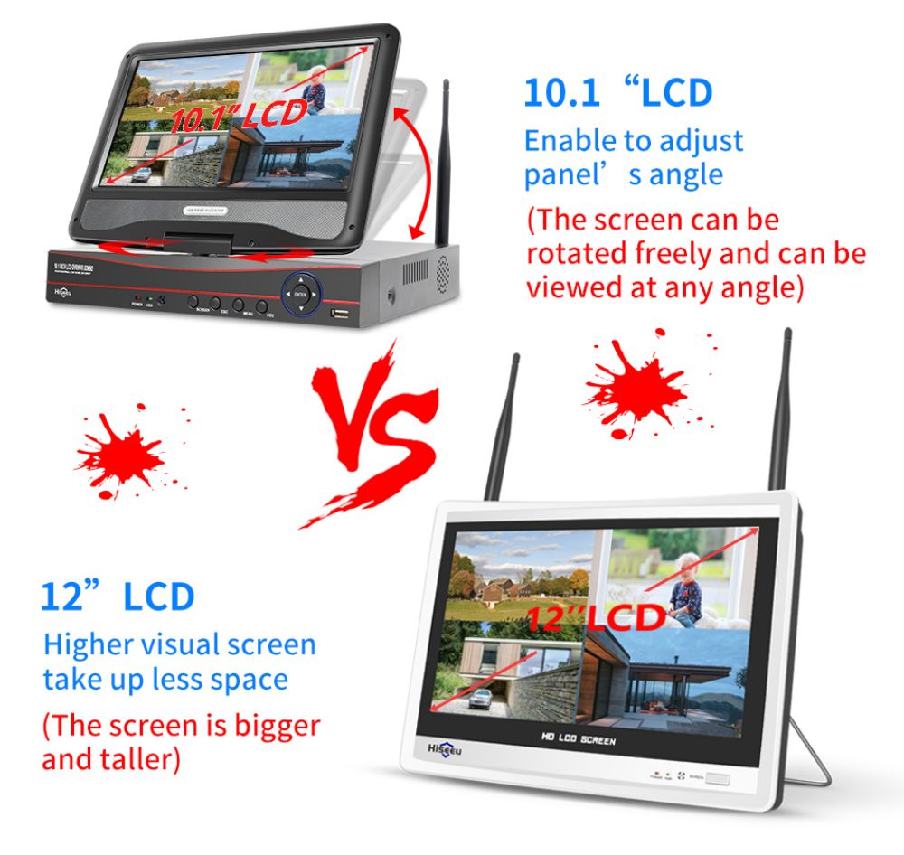 Hiseeu 4Pcs 8CH 3MP Wireless NVR IP Wifi Camera Outdoor IR Night Vision Security Cameras Surveillance