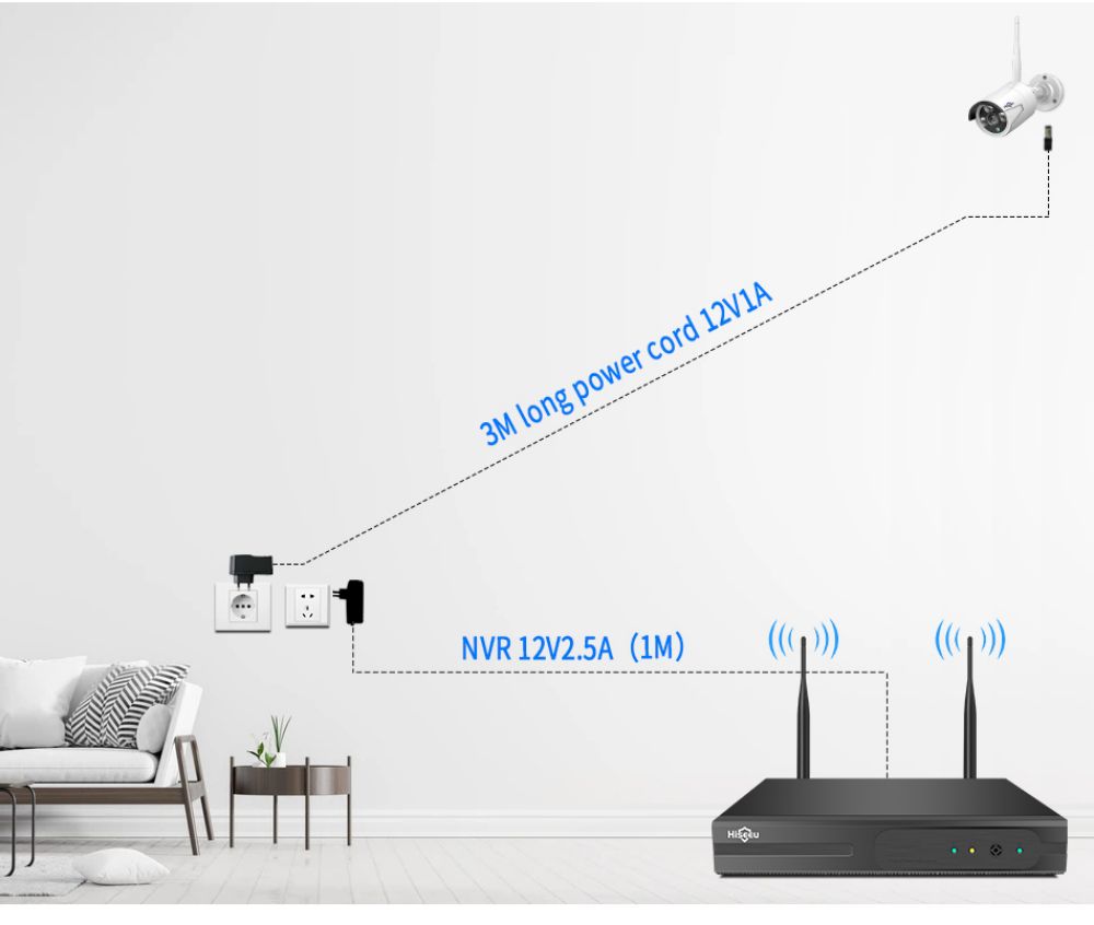 Hiseeu 4Pcs 8CH 3MP Wireless NVR IP Wifi Camera Outdoor IR Night Vision Security Cameras Surveillance