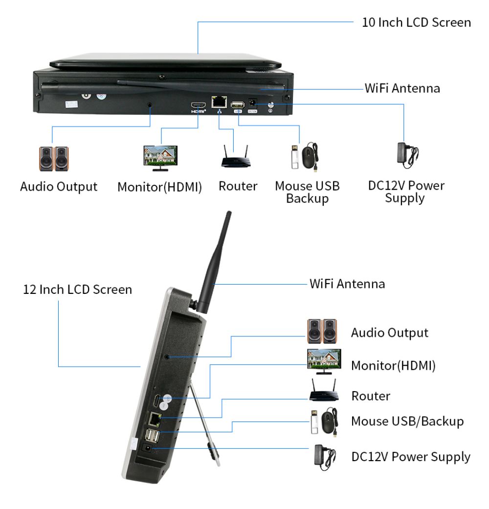 Hiseeu 4Pcs 8CH 3MP Wireless NVR IP Wifi Camera Outdoor IR Night Vision Security Cameras Surveillance