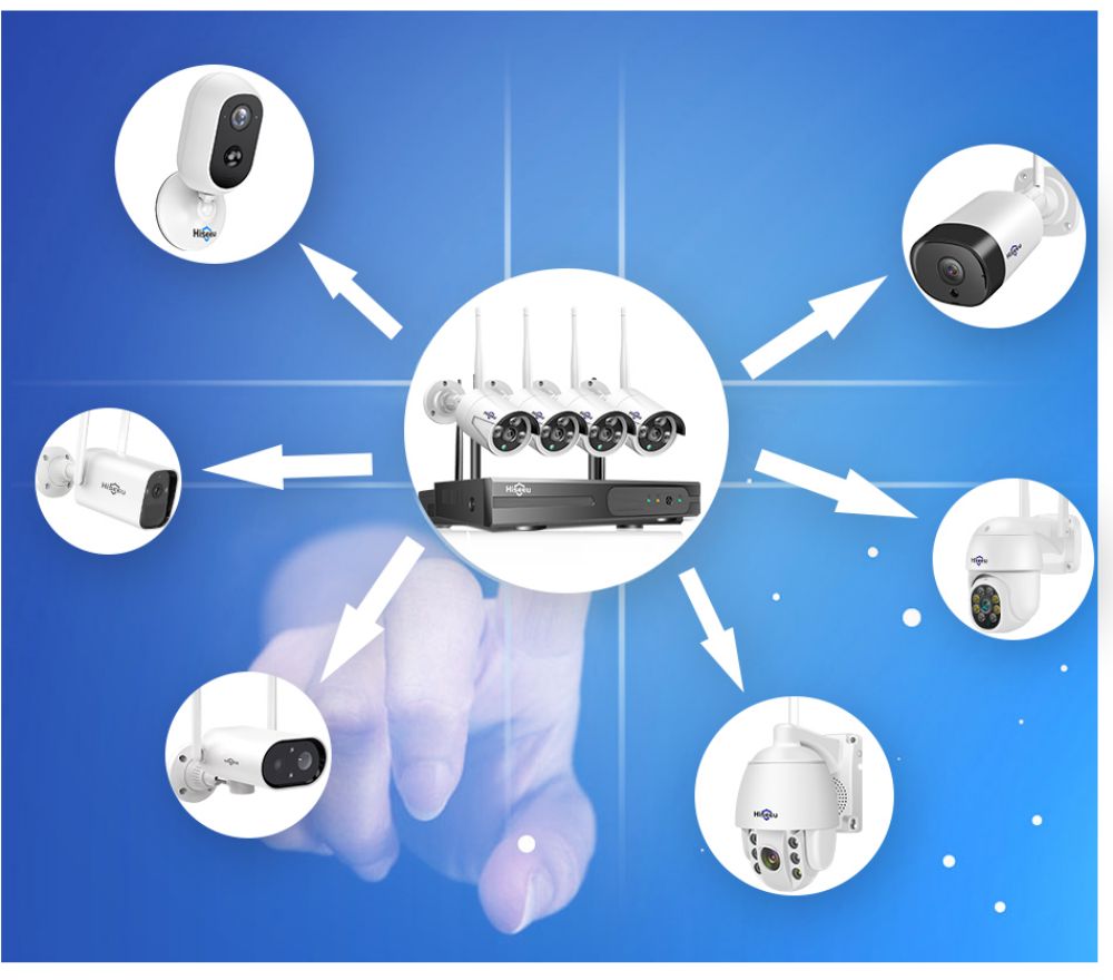 Hiseeu 4Pcs 8CH 3MP Wireless NVR IP Wifi Camera Outdoor IR Night Vision Security Cameras Surveillance