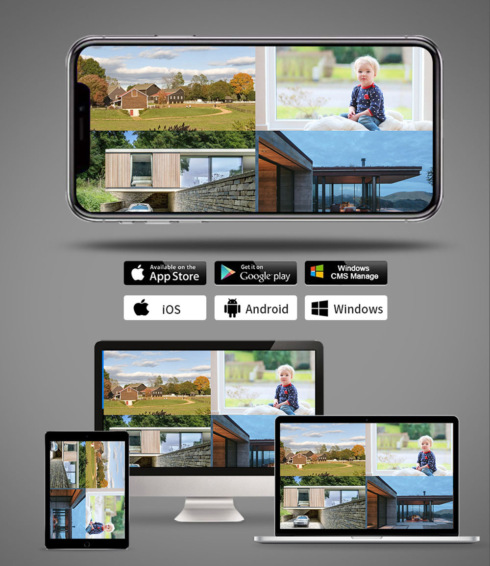 Hiseeu 4Pcs 8CH 3MP 1536P Wireless Security Cameras Kit Outdoor Waterproof CCTV System Set with 10.1inch Monitor NVR