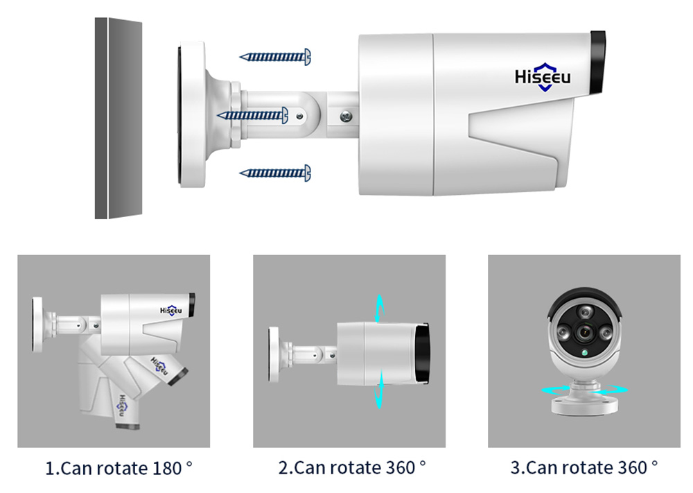 Hiseeu 4Pcs 8CH 3MP 1536P Wireless Security Cameras Kit Outdoor Waterproof CCTV System Set with 10.1inch Monitor NVR