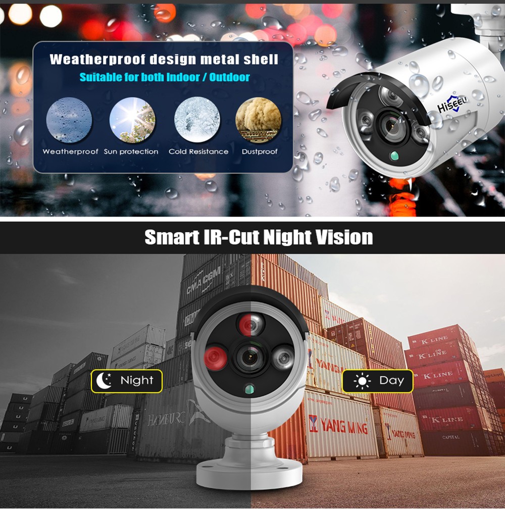 Hiseeu 4Pcs 8CH 3MP Wireless NVR IP Wifi Camera