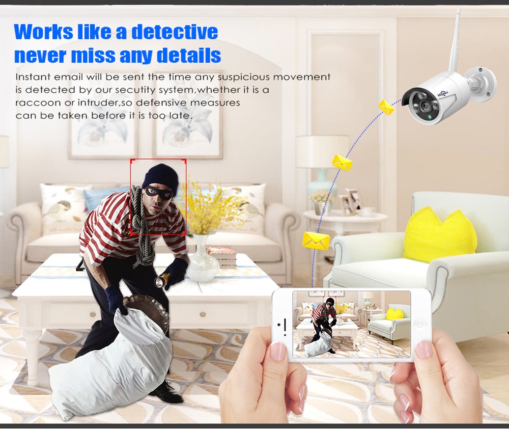 Hiseeu 4pcs All in one with 12inch LCD Monitor Wireless Security Camera System Home 8CH 3MP NVR Kit 1536P Outdoor