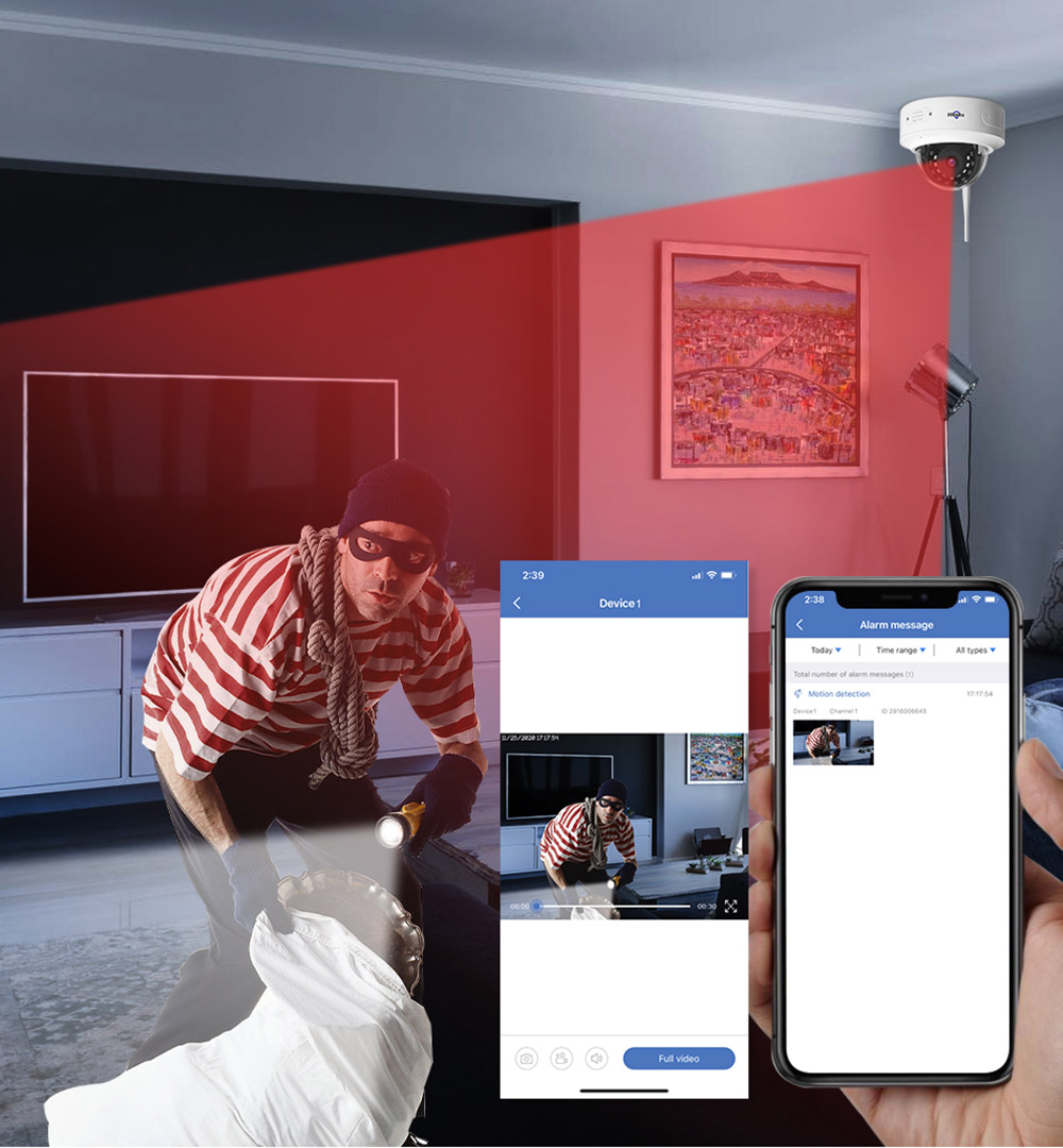 Hiseeu Wireless 8CH 4PCS 3MP 1536P HD Two-way Audio CCTV Security Camera for Indoor Home