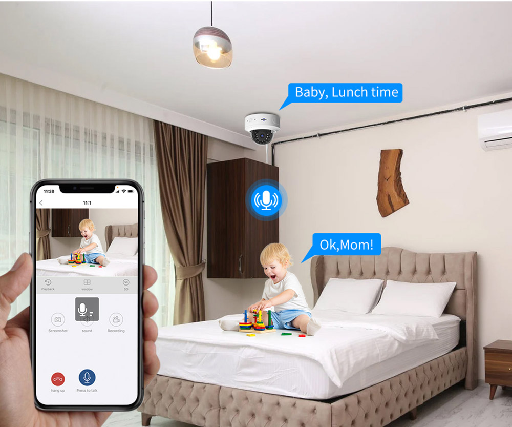 Hiseeu Wireless 8CH 4PCS 3MP 1536P HD Two-way Audio CCTV Security Camera for Indoor Home