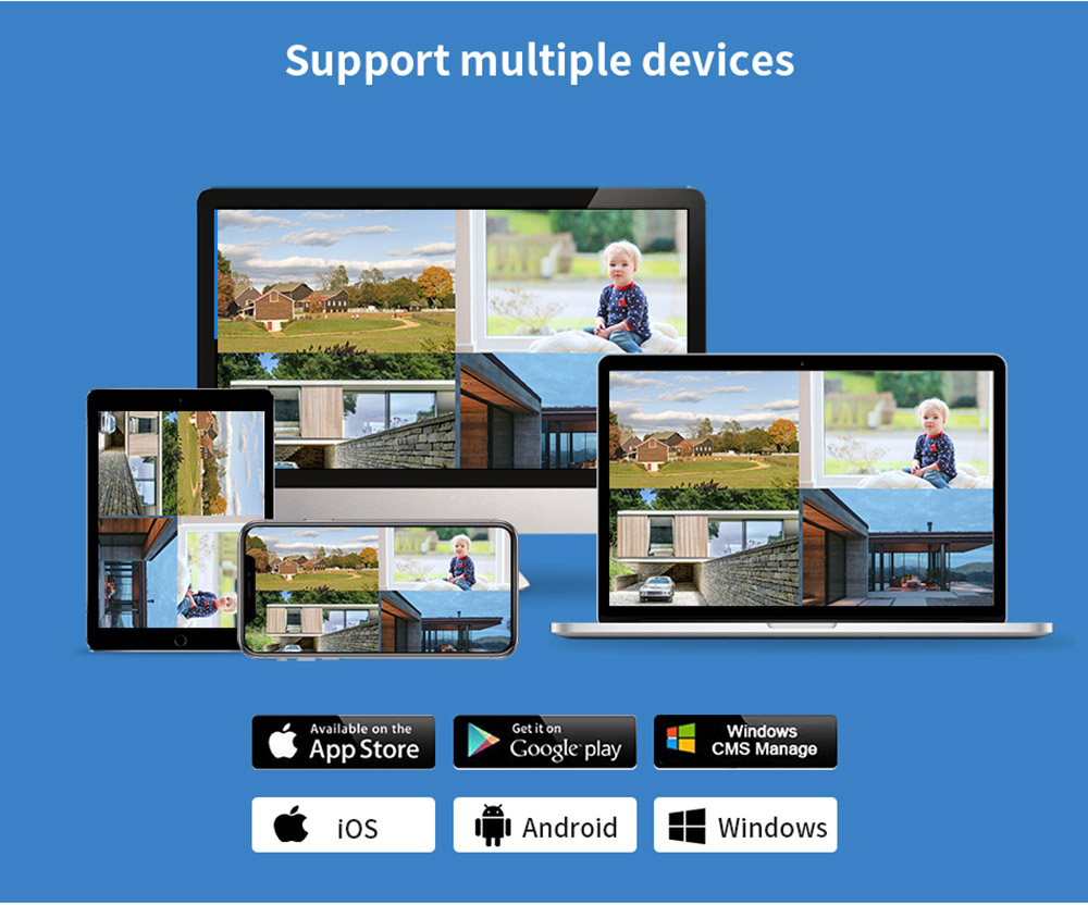 Hiseeu Wireless 8CH 4PCS 3MP 1536P HD Two-way Audio CCTV Security Camera for Indoor Home