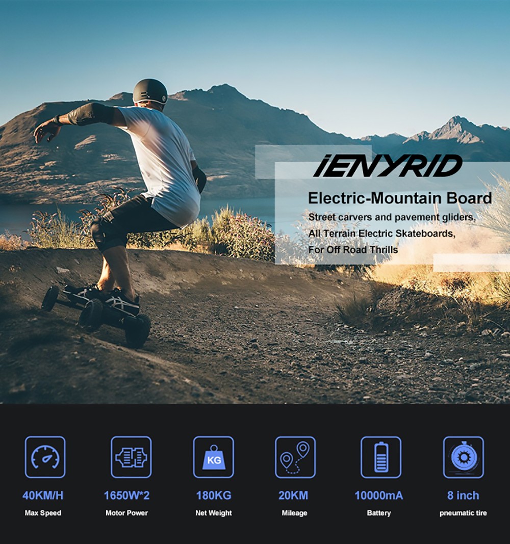 IENYRID YF001 Electric Skateboard Belt Dual Motors Off-road Skateboard 10000mAh Battery 40km/h Top Speed 20km Range