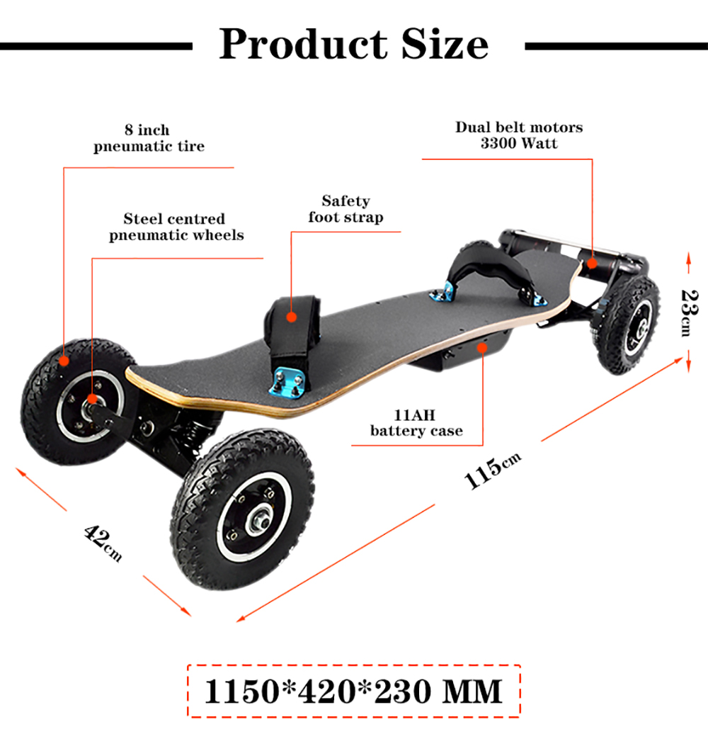 IENYRID YF001 Electric Skateboard Belt Dual Motors Off-road Skateboard 10000mAh Battery 40km/h Top Speed 20km Range