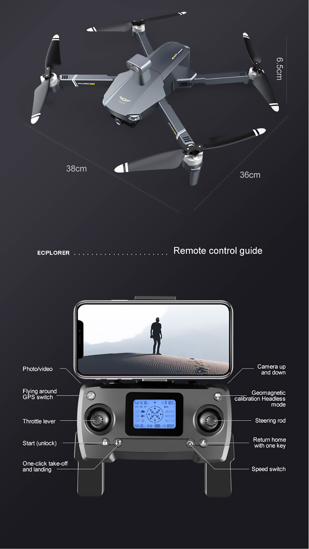 JJRC X20 6K GPS RC Drone RTF Obstacle Avoidance One Battery