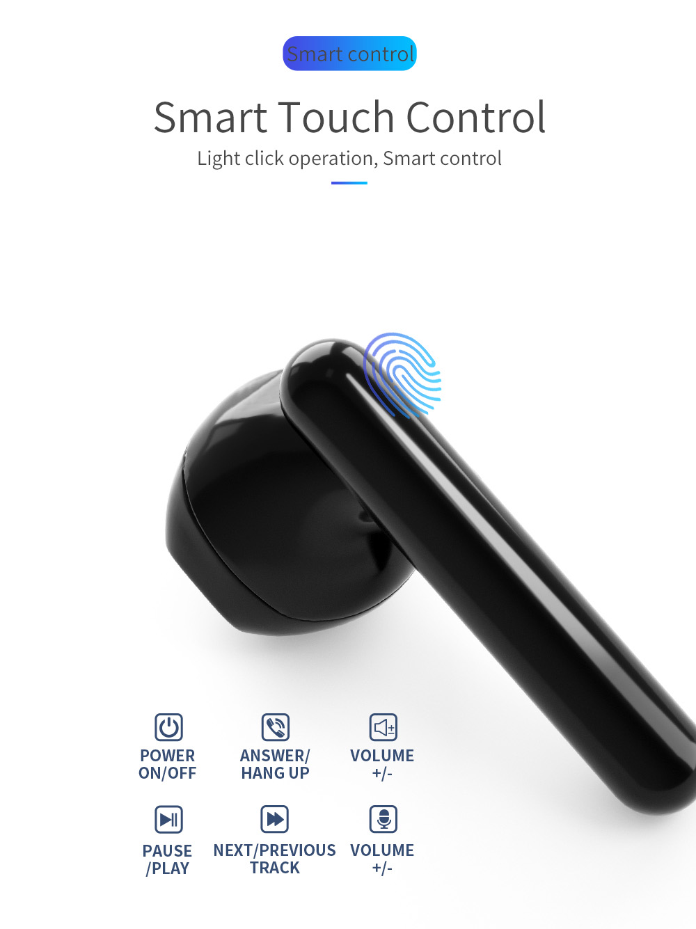 KUMI G03 TWS Bluetooth 5.0 Earphone In-Ear HiFi Sound True Wireless Sports Earbuds with Microphone - White