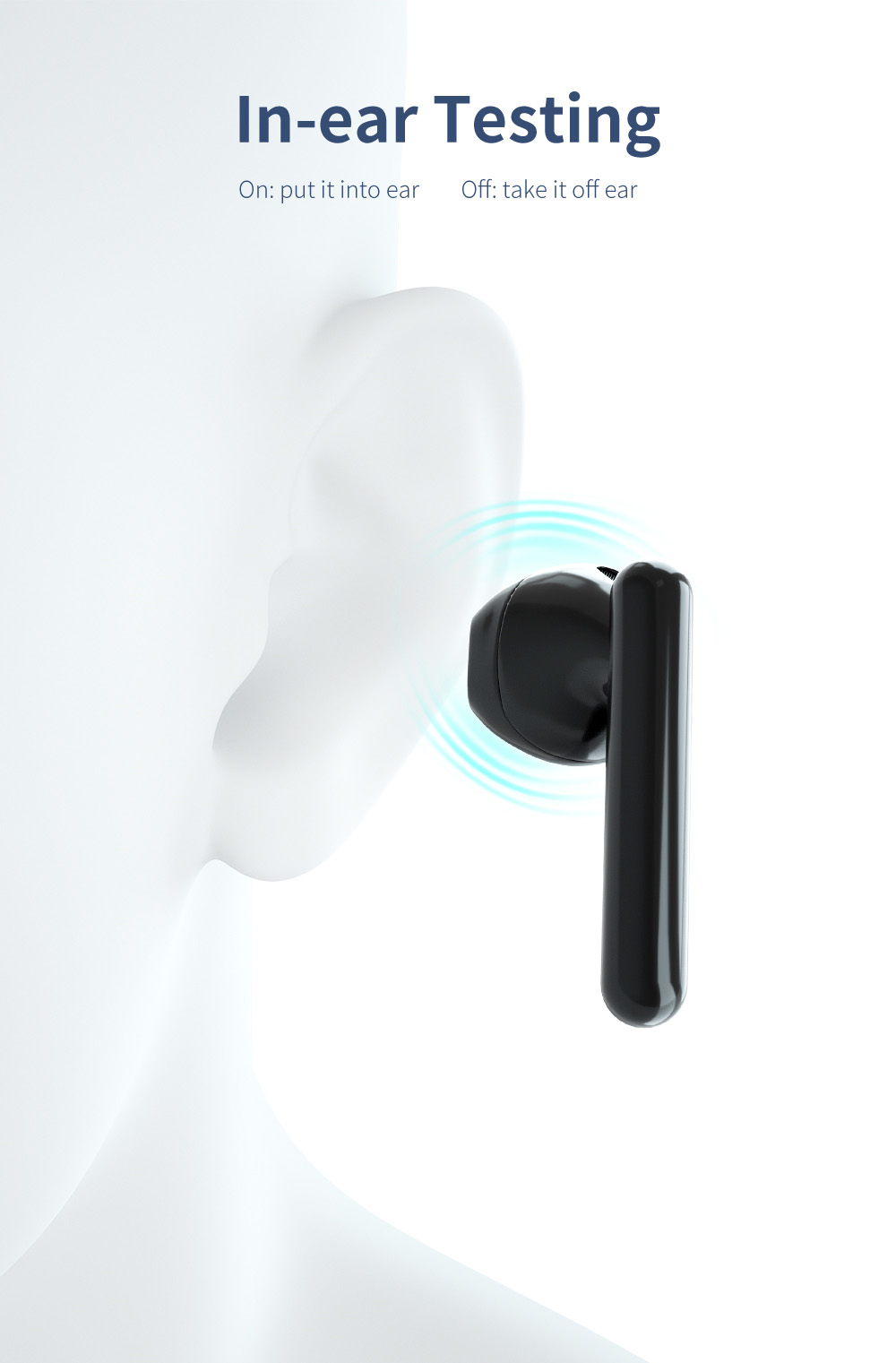 KUMI G03 TWS Bluetooth 5.0 Earphone In-Ear HiFi Sound True Wireless Sports Earbuds with Microphone - White