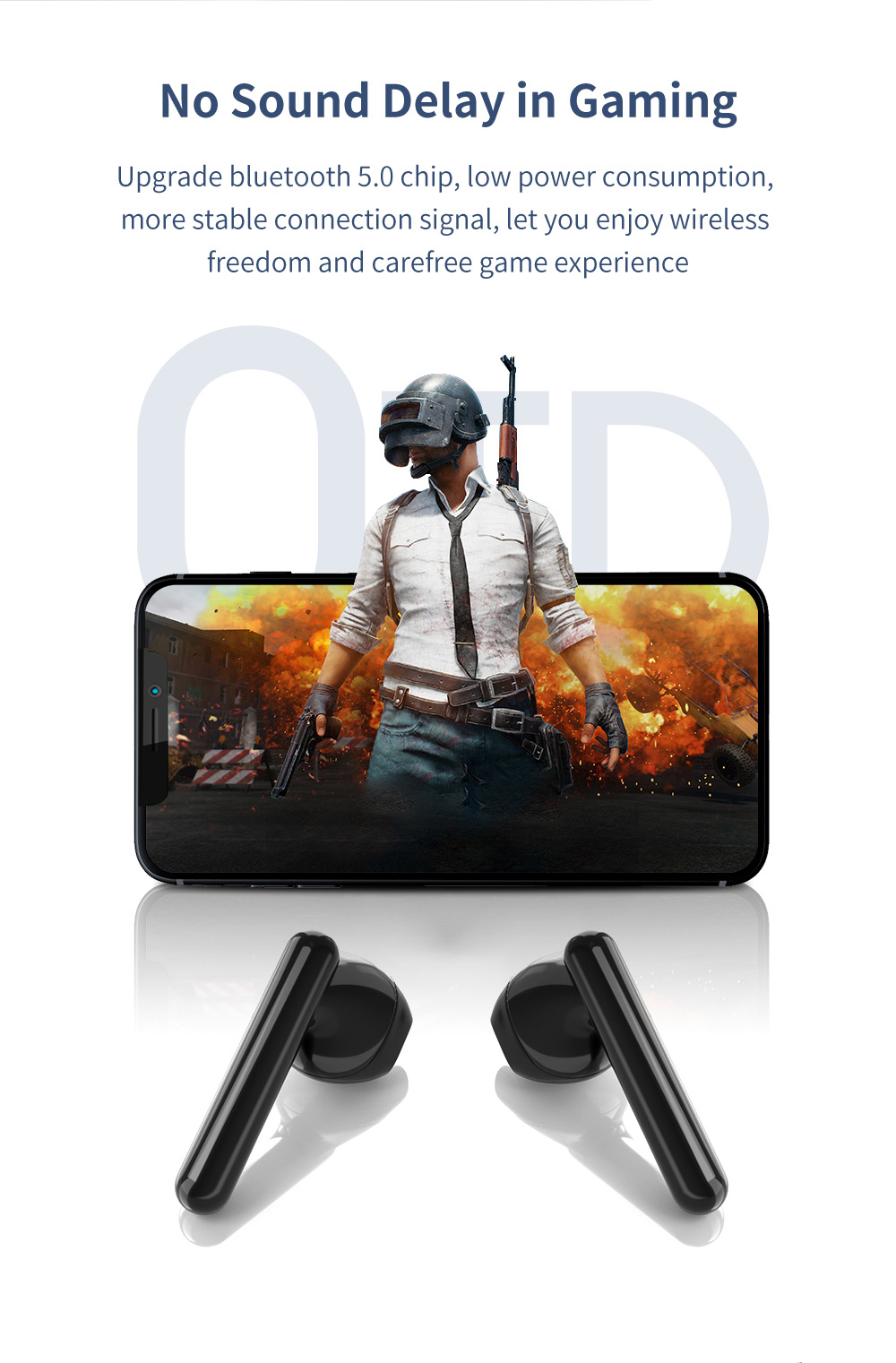 KUMI G03 TWS Bluetooth 5.0 Earphone In-Ear HiFi Sound True Wireless Sports Earbuds with Microphone - White