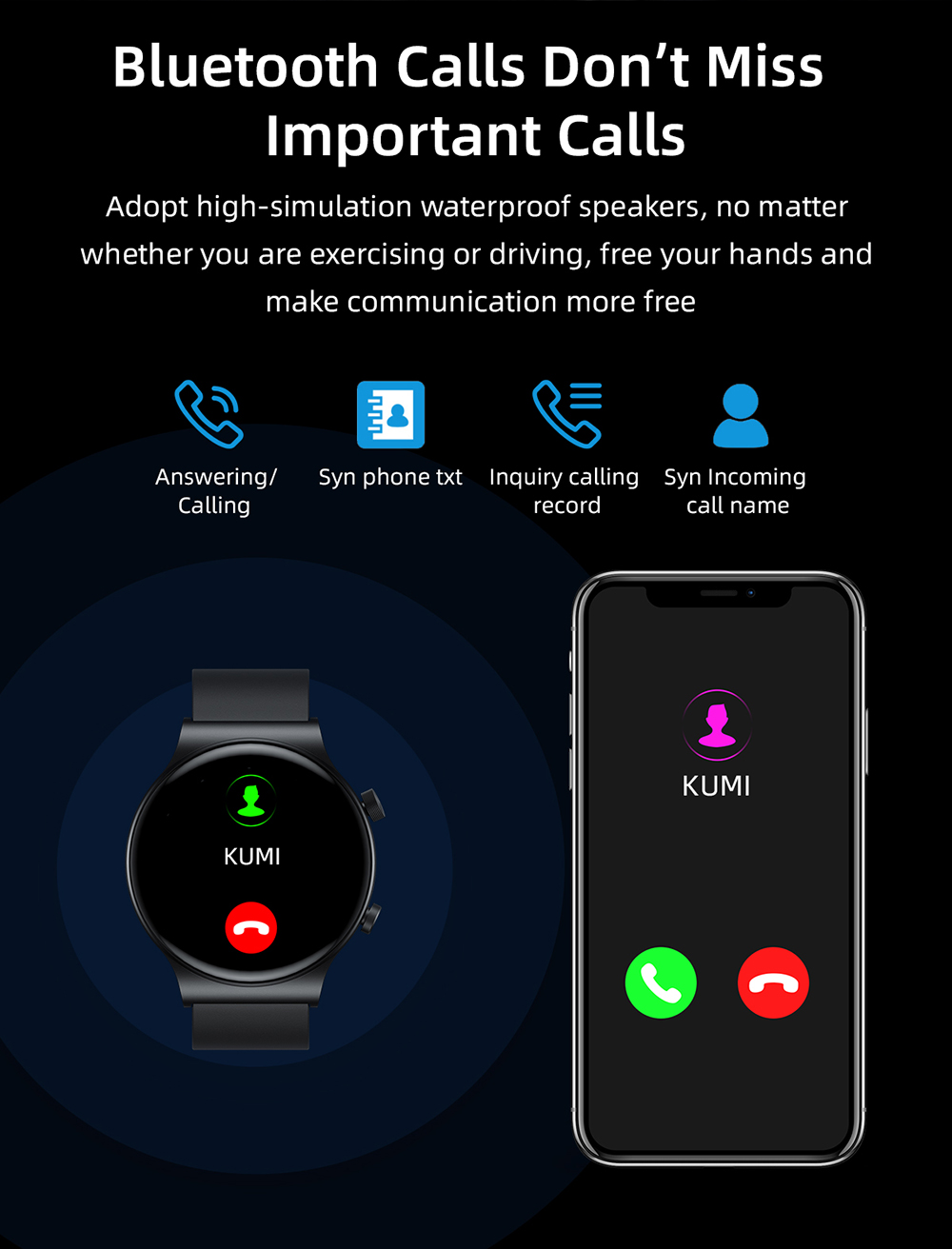KUMI GT5 Pro Smartwatch 1.32'' HD Screen with Bluetooth Call Multiple Sport Modes Heart Health SpO2 Measurement - Sliver