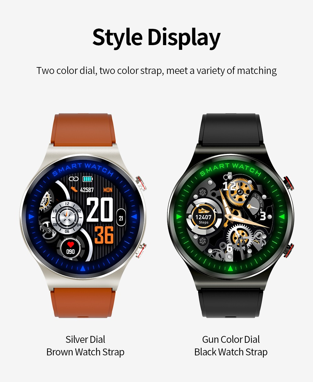 KUMI GT5 Smartwatch 1.28'' IPS HD Screen with BT Call Multiple Sports Heart Rate Monitor SpO2 Measurement - Sliver