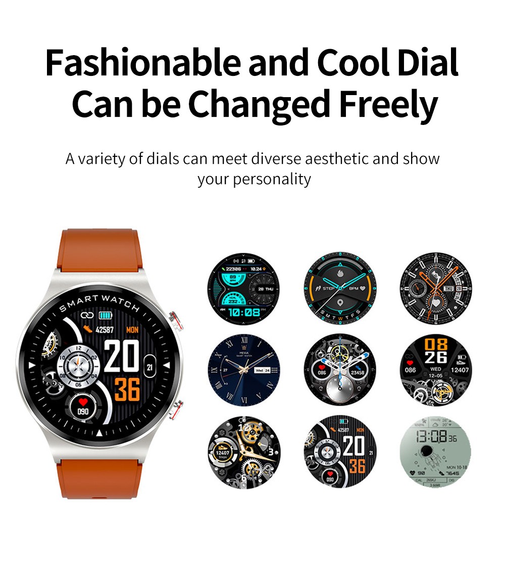 KUMI GT5 Smartwatch 1.28'' IPS HD Screen with BT Call Multiple Sports Heart Rate Monitor SpO2 Measurement - Sliver