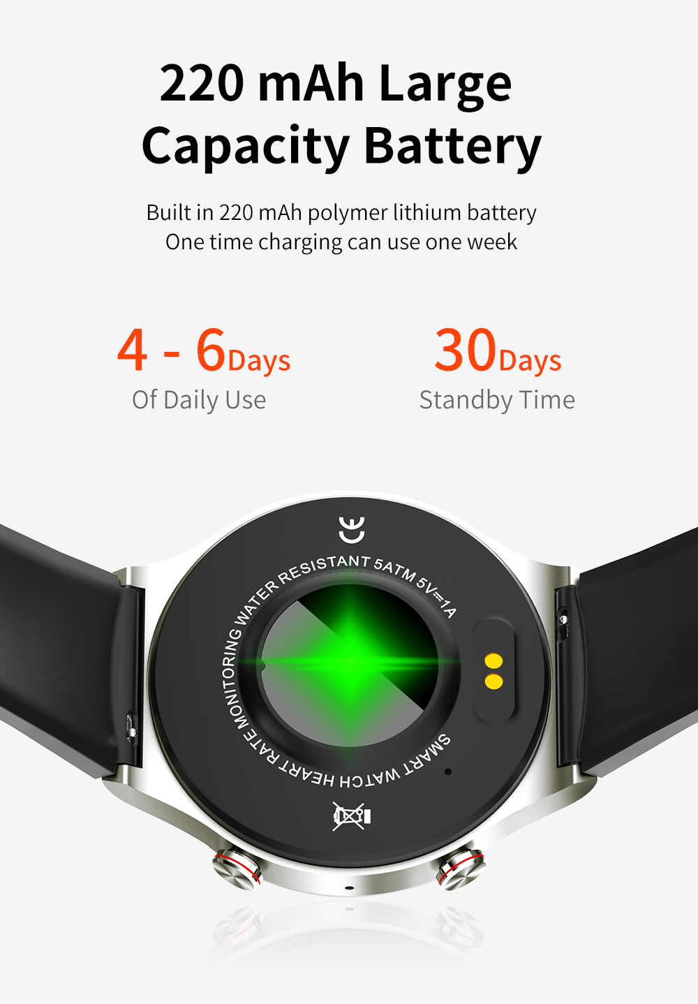 KUMI GT5 Smartwatch 1.28'' IPS HD Screen with BT Call Multiple Sports Heart Rate Monitor SpO2 Measurement - Sliver