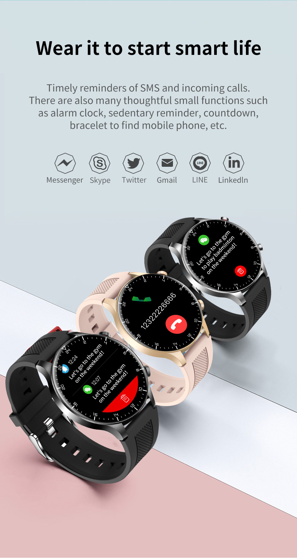 KUMI GW16T Pro Smartwatch 1.3'' Touch Screen Multiple Sports Modes Heart Health SpO2 Measurement IP68 Waterproof - Black