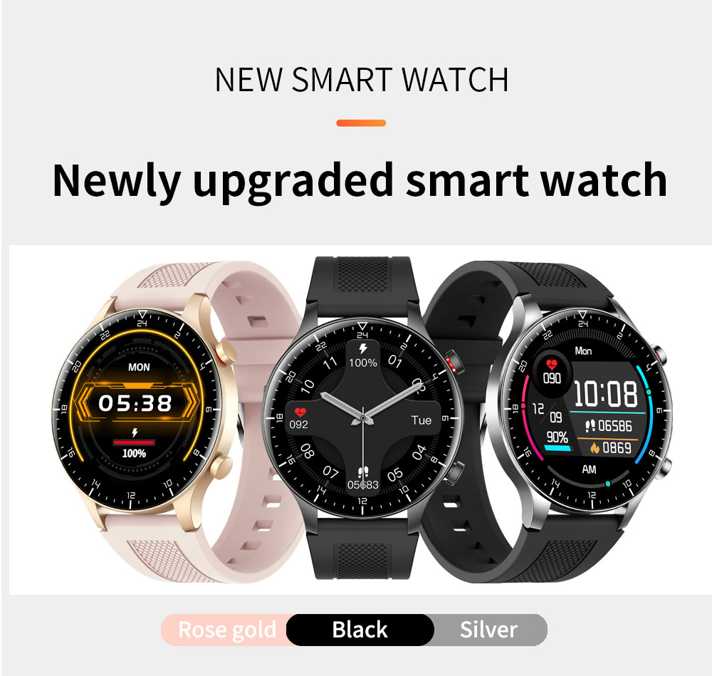 KUMI GW16T Pro Smartwatch 1.3'' Touch Screen Multiple Sports Modes Heart Health SpO2 Measurement IP68 Waterproof - Black