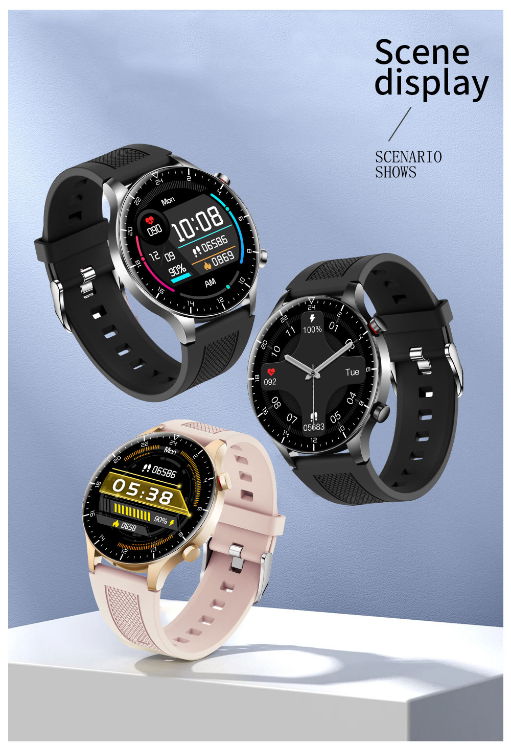 KUMI GW16T Pro Smartwatch 1.3'' Touch Screen Multiple Sports Modes Heart Health SpO2 Measurement IP68 Waterproof - Black