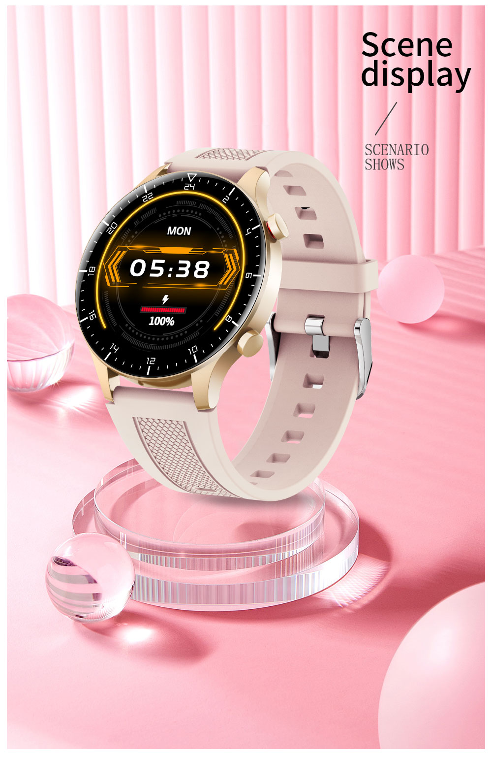 KUMI GW16T Pro Smartwatch 1.3'' Touch Screen Multiple Sport Modes Heart Health SpO2 Measurement IP68 Waterproof - Gold