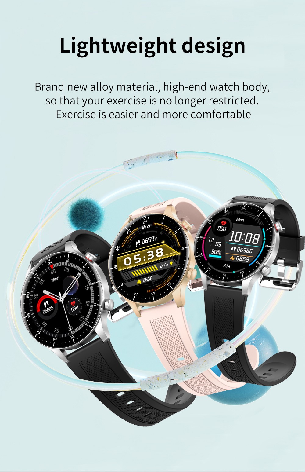 KUMI GW16T Pro Smartwatch 1.3'' Touch Screen Multiple Sport Modes Heart Health SpO2 Measurement IP68 Waterproof - Sliver