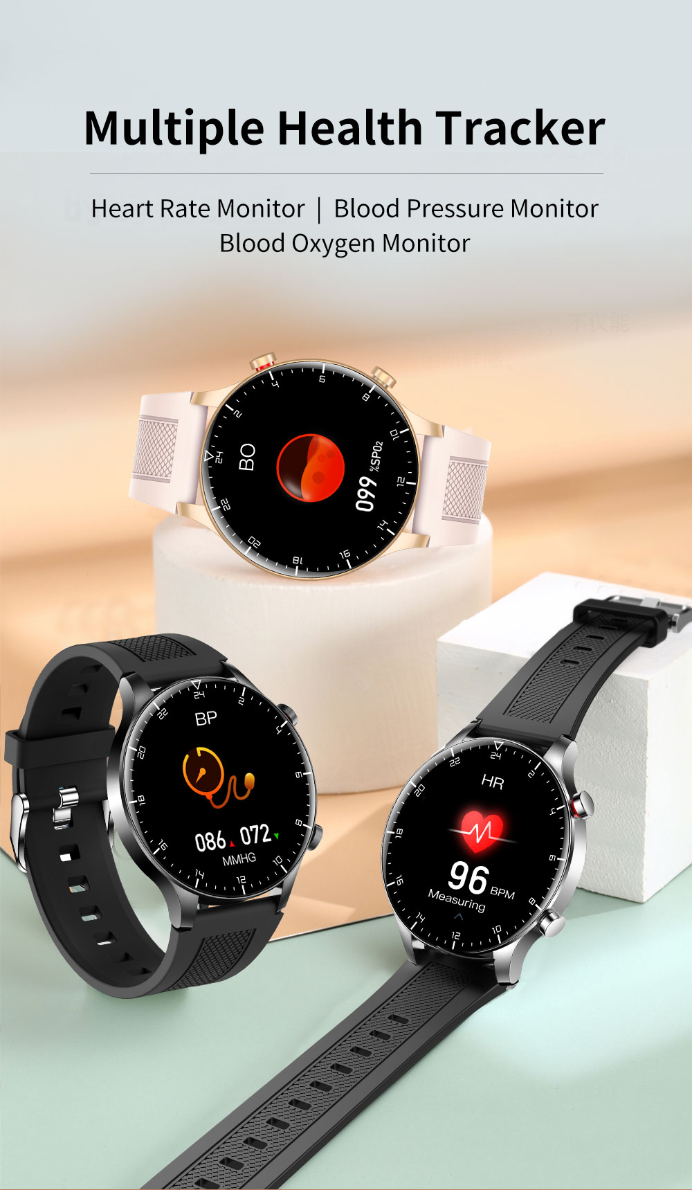 KUMI GW16T Pro Smartwatch 1.3'' Touch Screen Multiple Sport Modes Heart Health SpO2 Measurement IP68 Waterproof - Sliver