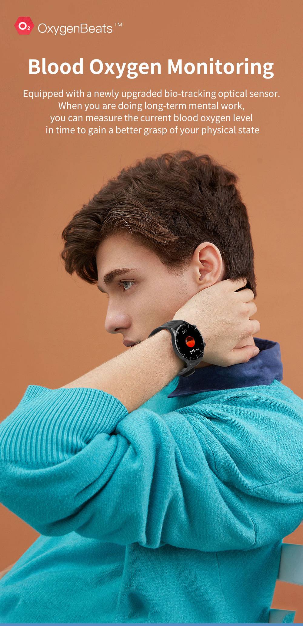 KUMI GW16T Pro Smartwatch 1.3'' Touch Screen Multiple Sport Modes Heart Health SpO2 Measurement IP68 Waterproof - Sliver