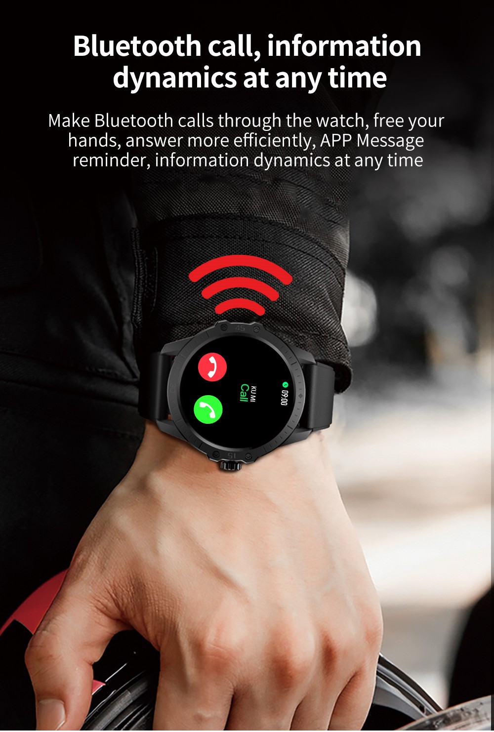 KUMI GW2 Smartwatch 1.32'' HD Color Screen with Bluetooth Call Heart Rate Monitoring Multi-Sport Modes - Silver