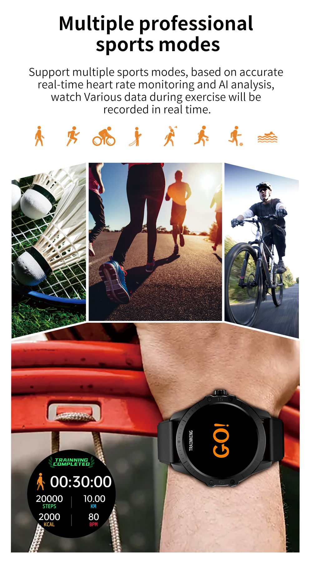 KUMI GW2 Smartwatch 1.32'' HD Color Screen with Bluetooth Call Heart Rate Monitoring Multi-Sport Modes - Silver