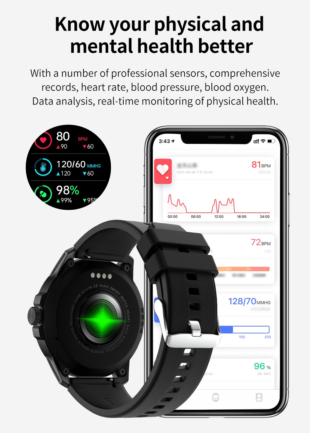 KUMI GW2 Smartwatch 1.32'' HD Color Screen with Bluetooth Call Heart Rate Monitoring Multi-Sport Modes - Silver