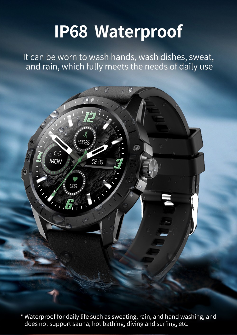 KUMI GW2 Smartwatch 1.32'' HD Color Screen with Bluetooth Call Heart Rate Monitoring Multi-Sport Modes - Silver