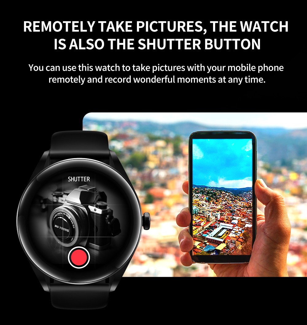 KUMI GW3 Smartwatch for Men 1.32'' HD Color Screen with Bluetooth Call Heart Rate Monitoring Multi-Sport Modes - Black