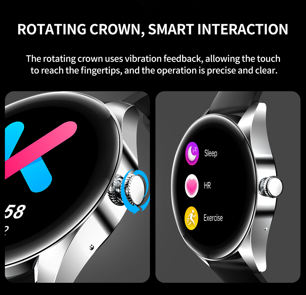 KUMI GW3 Smartwatch for Men 1.32'' HD Color Screen with Bluetooth Call Heart Rate Monitoring Multi-Sport Modes - Black