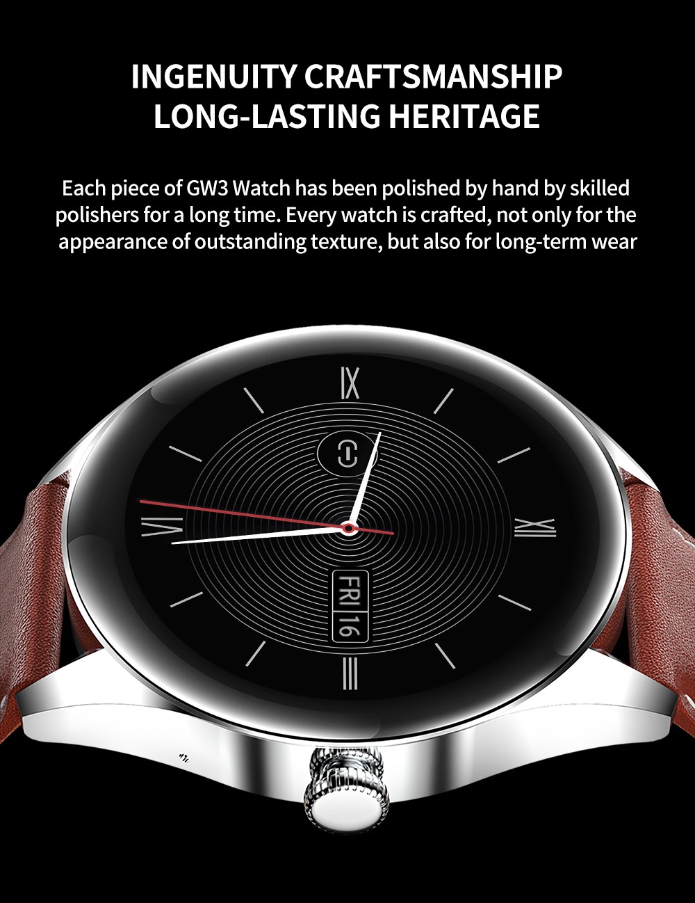 KUMI GW3 Smartwatch for Men 1.32'' HD Color Screen with Bluetooth Call Heart Rate Monitoring Multi-Sport Modes - Black