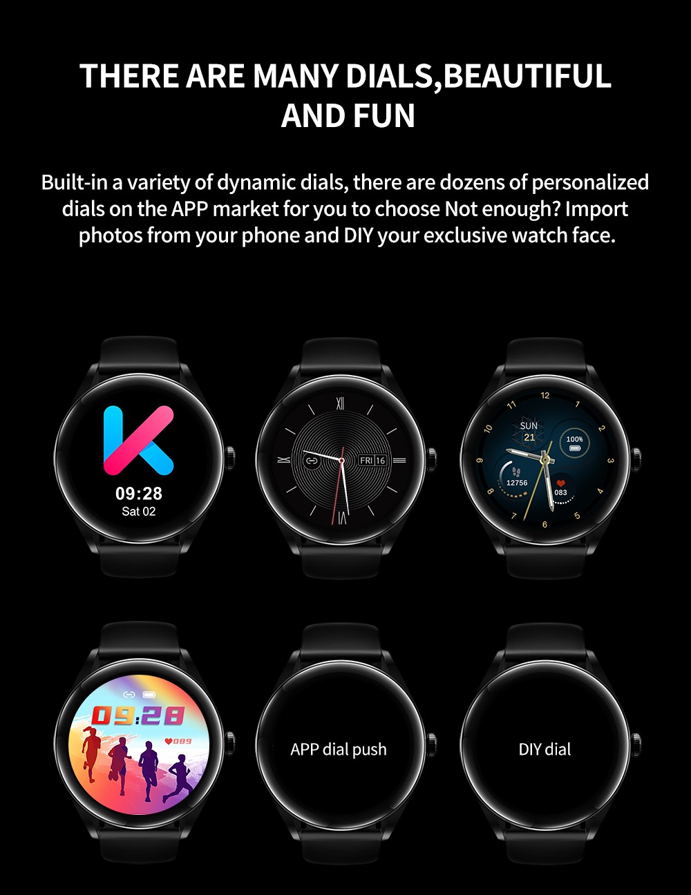 KUMI GW3 Smartwatch for Men 1.32'' HD Color Screen with Bluetooth Call Heart Rate Monitoring Multi-Sport Modes - Black