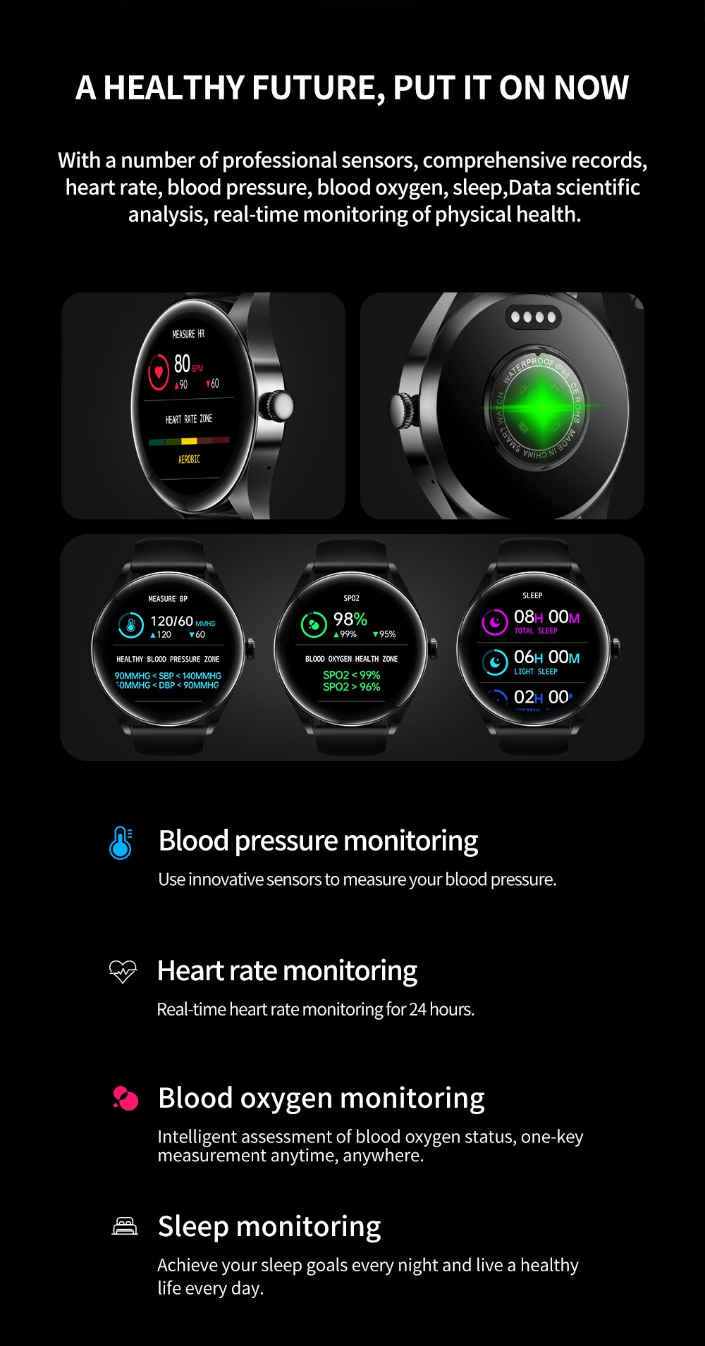 KUMI GW3 Smartwatch for Men 1.32'' HD Color Screen with Bluetooth Call Heart Rate Monitoring Multi-Sport Modes - Black