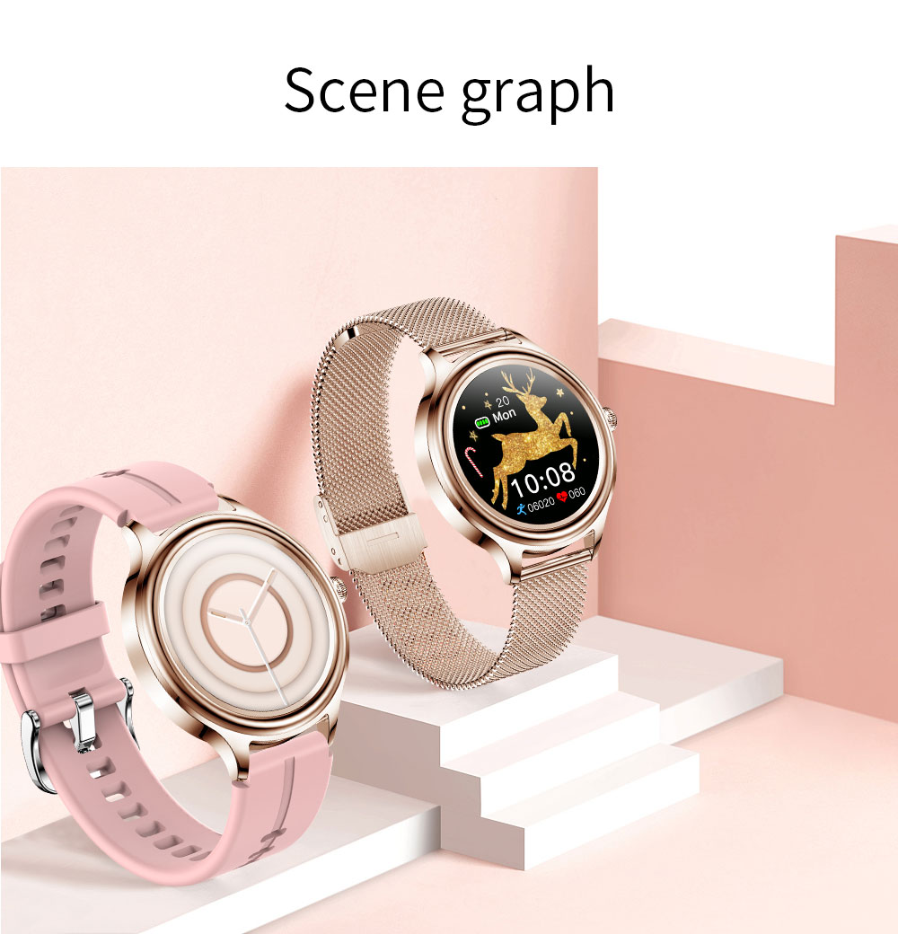 KUMI K3 Smartwatch for Women 1.09'' HD  Color Screen Sleep Analysis Multi-motion Modes Information Reminder - Gold