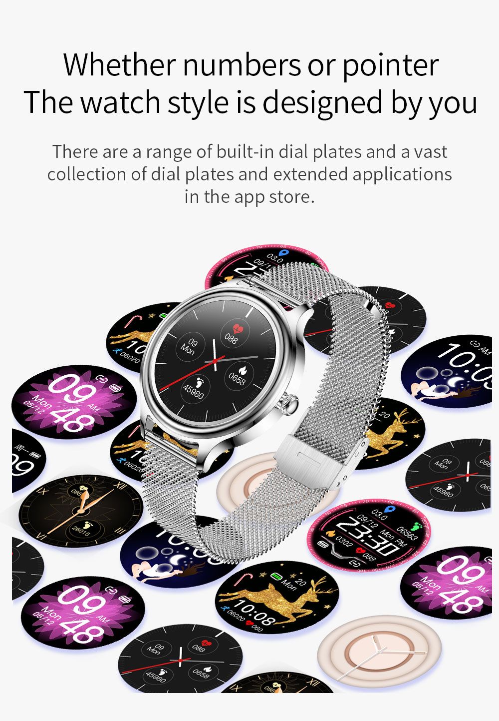 KUMI K3 Smartwatch for Women 1.09'' HD  Color Screen Sleep Analysis Multi-motion Modes Information Reminder - Gold