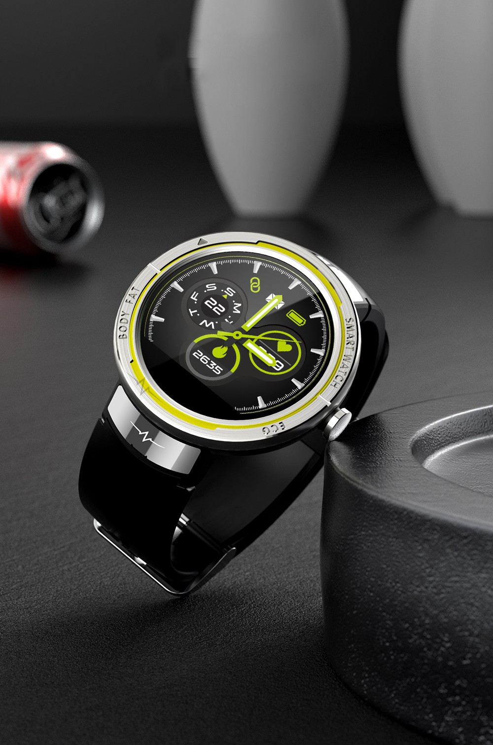 KUMI KU5 Smartwatch 1.22'' TFT Screen Real-time Health Monitoring Multi-dial Switch Various Sport Modes - Black