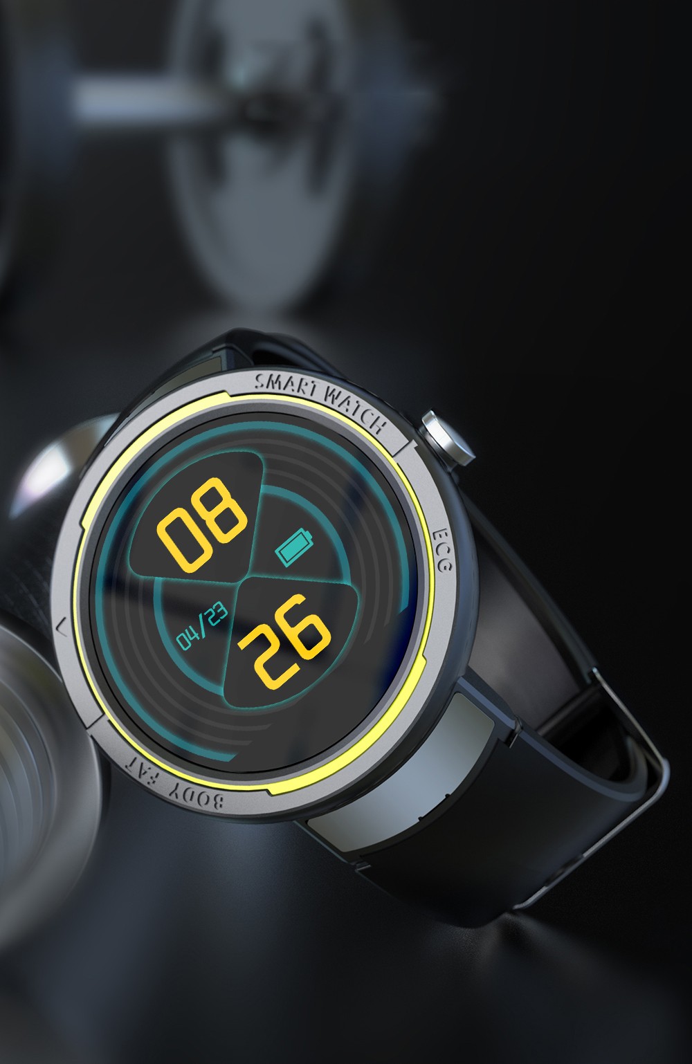 KUMI KU5 Smartwatch 1.22'' TFT Screen Real-time Health Monitoring Multi-dial Switch Various Sport Modes - Black