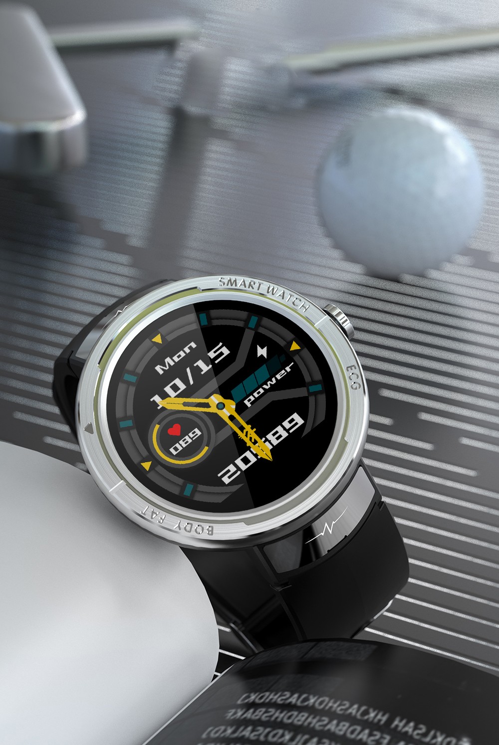 KUMI KU5 Smartwatch 1.22'' TFT Screen Real-time Health Monitoring Multi-dial Switch Various Sport Modes - Black