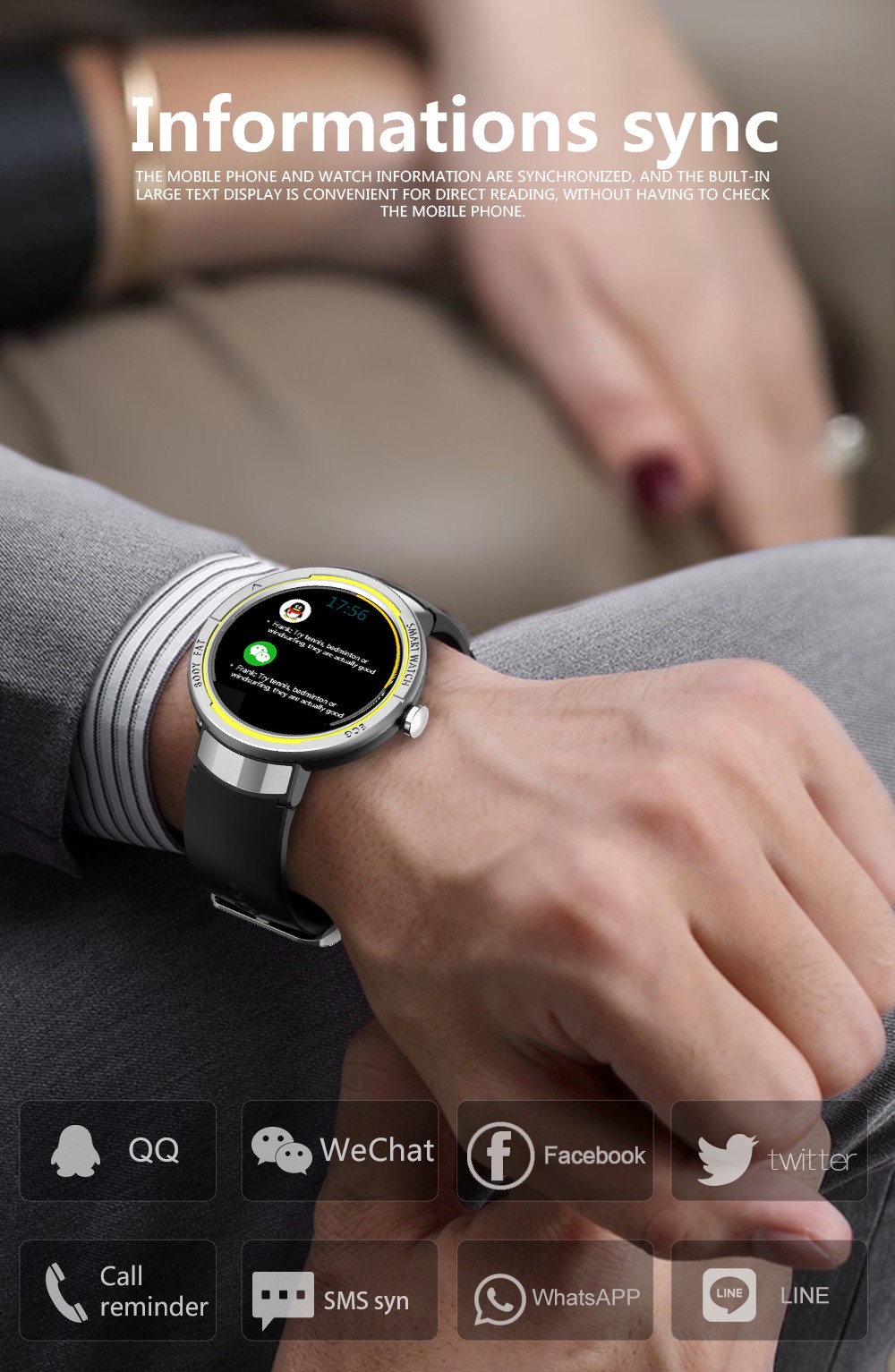 KUMI KU5 Smartwatch 1.22'' TFT Screen Real-time Health Monitoring Multi-dial Switch Various Sport Modes - Black