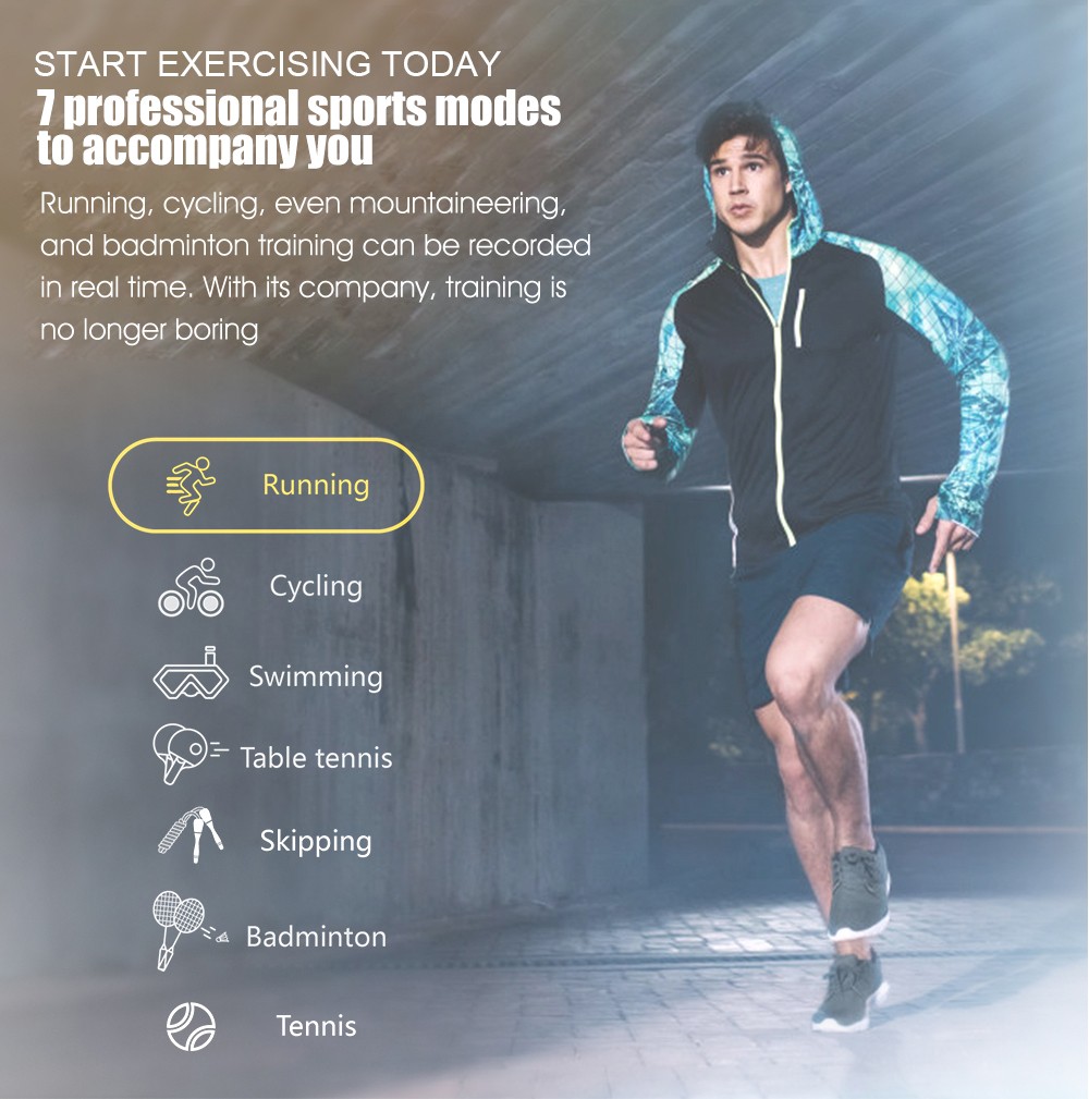 KUMI KU5 Smartwatch 1.22'' TFT Screen Real-time Health Monitoring Multi-dial Switch Various Sport Modes - Black