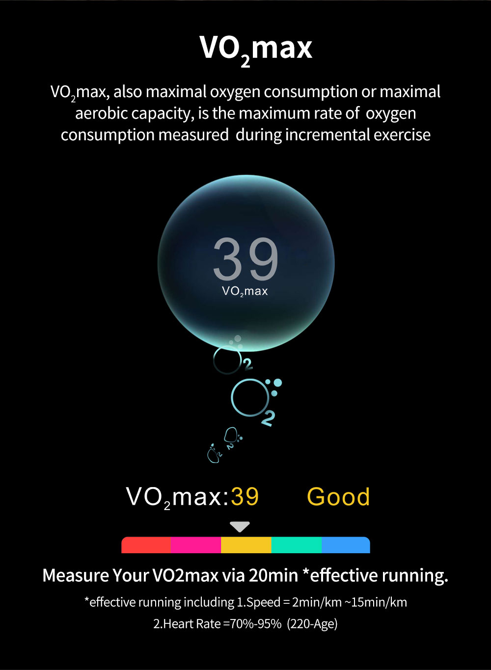 KUMI U5 Smartwatch 1.32'' IPS Color Screen with GPS for Outdoor Sports Heart Health SpO2 Measurement - Black