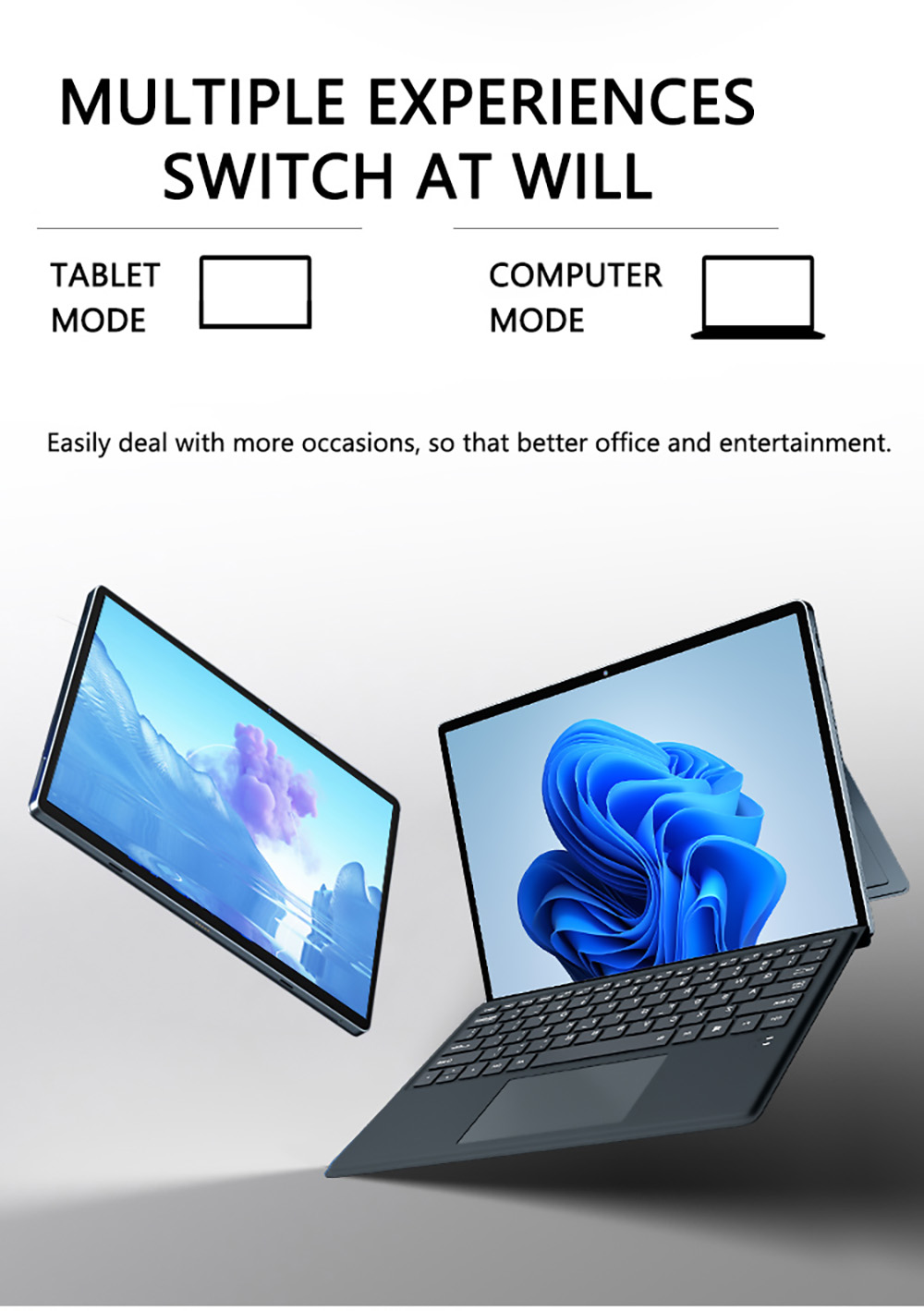 KUU LEBOOK Pro 2 in 1 Laptop Windows 10 Intel i7 8550U 12.6'' IPS Touch Screen 16GB DDR4 512GB PCIE SSD 5M+8M Cameras