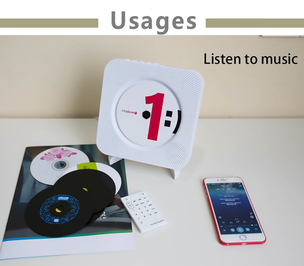 Kecag KC-808 Wall Mountable CD Player With Bluetooth With Remote Control FM Radio MP3 Headphone Jack USB - White 23 Kecag KC-808 Wall Mountable CD Player with Bluetooth with Remote Control FM Radio MP3 Headphone Jack USB - White