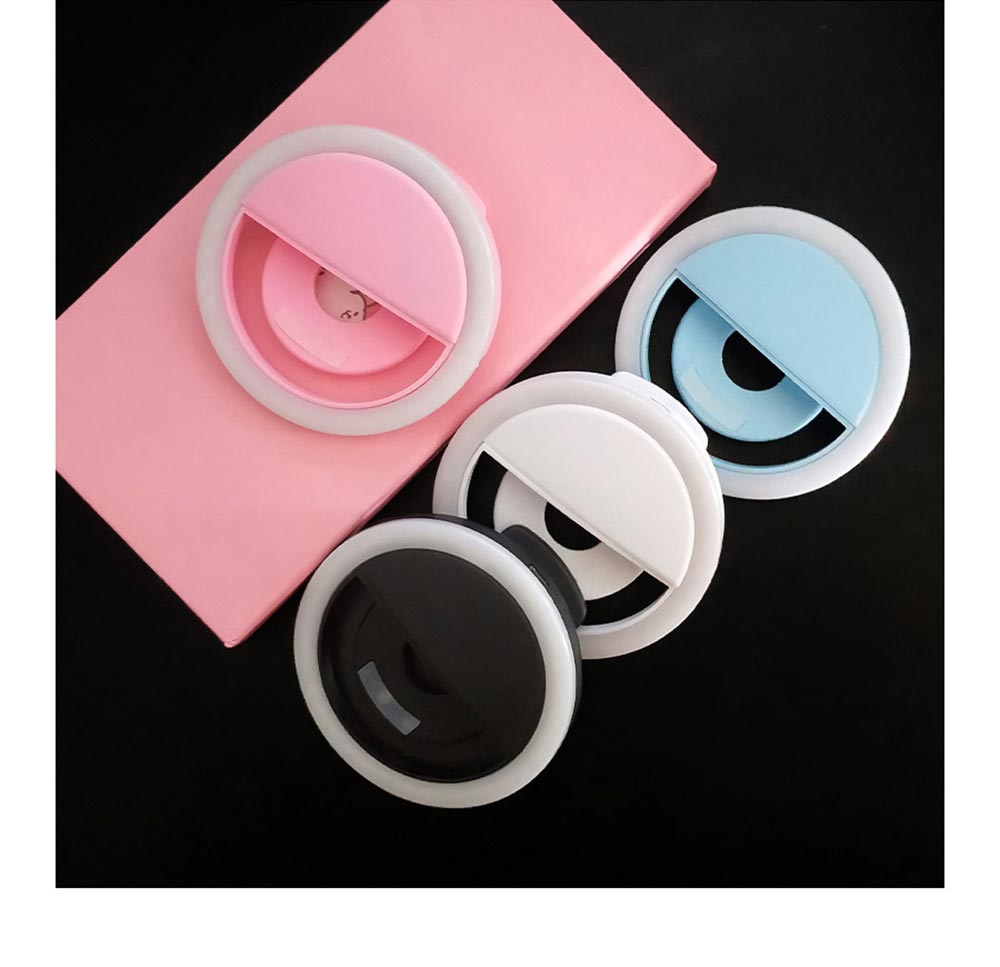 LED Selfie Light Ring Flash Fill Clip Camera For Mobile Phone Tablet iPhone 150mAh Samsung Lumin Ring Clip Light - Black