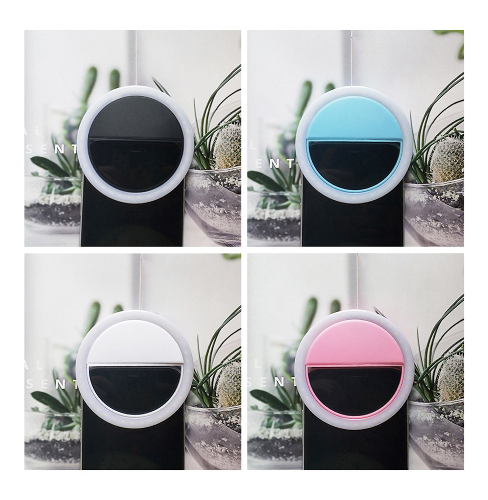 LED Selfie Light Ring Flash Fill Clip Camera For Mobile Phone Tablet iPhone 150mAh Samsung Lumin Ring Clip Light - Black
