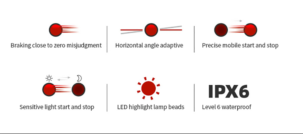 MEROCA WR15 Smart Bike Tail Light Brake Sensing Bicycle Rear Flashlight with 500mAh Battery 7 Light Modes for Saddle